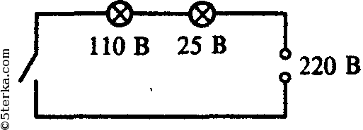 Начертите схему включения двух ламп с одинаковыми сопротивлениями рассчитанными на напряжение 110 в