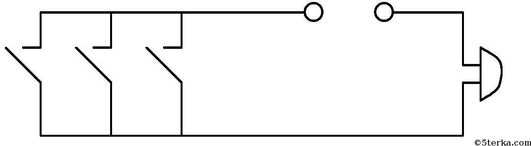 Начертите схему цепи чтобы из 2 х мест можно включить звонок укажите направление тока