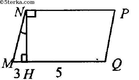 По данным рисунка найдите площадь параллелограмма