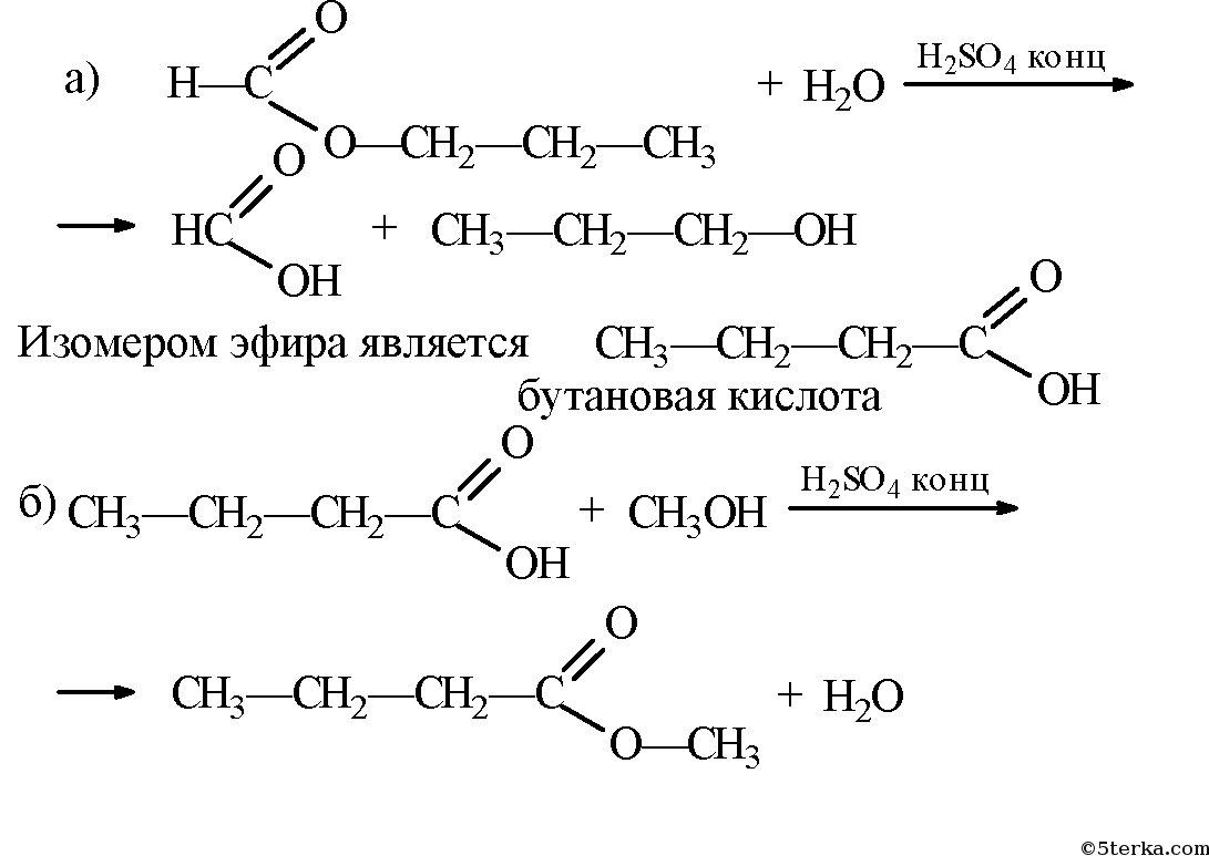 Гидролиз метилового эфира масляной кислоты