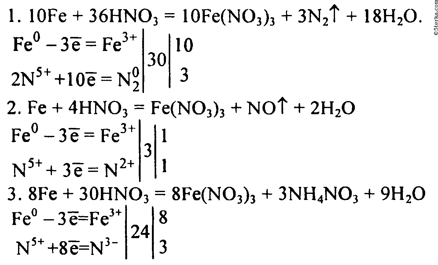 Напишите 3 уравнения реакций железа